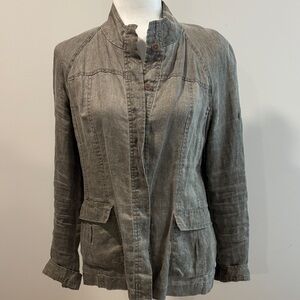 Eileen Fisher washed linen Utility Jacket in khaki green